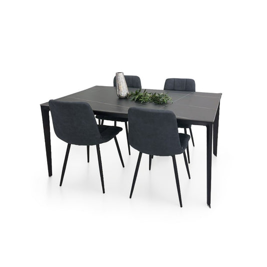 ダイニングテーブルセット4人掛け (Veneta 150 BK、PerlaⅡ)