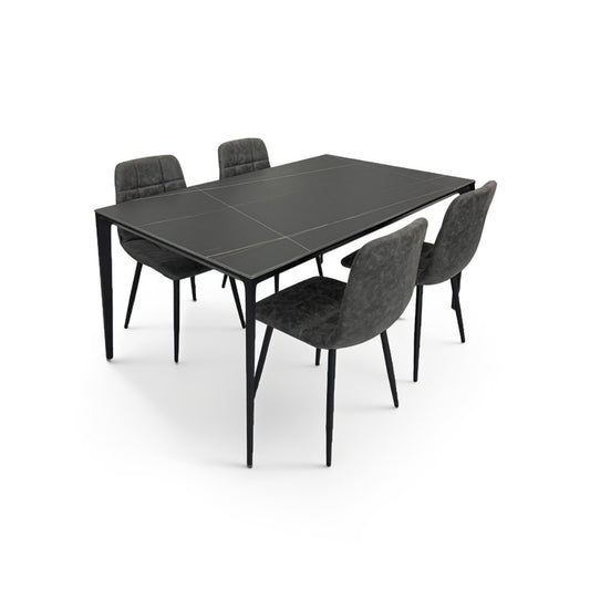 ダイニングテーブルセット4人掛け (Veneta 150 BK、PerlaⅡ)