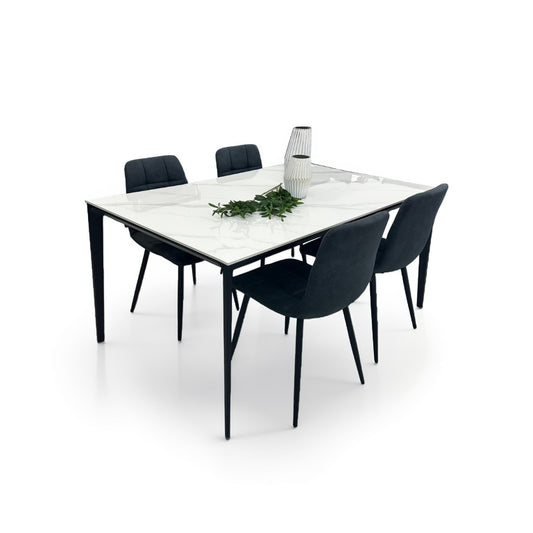 ダイニングテーブルセット4人掛け (Veneta 150 WH、PerlaⅡ)