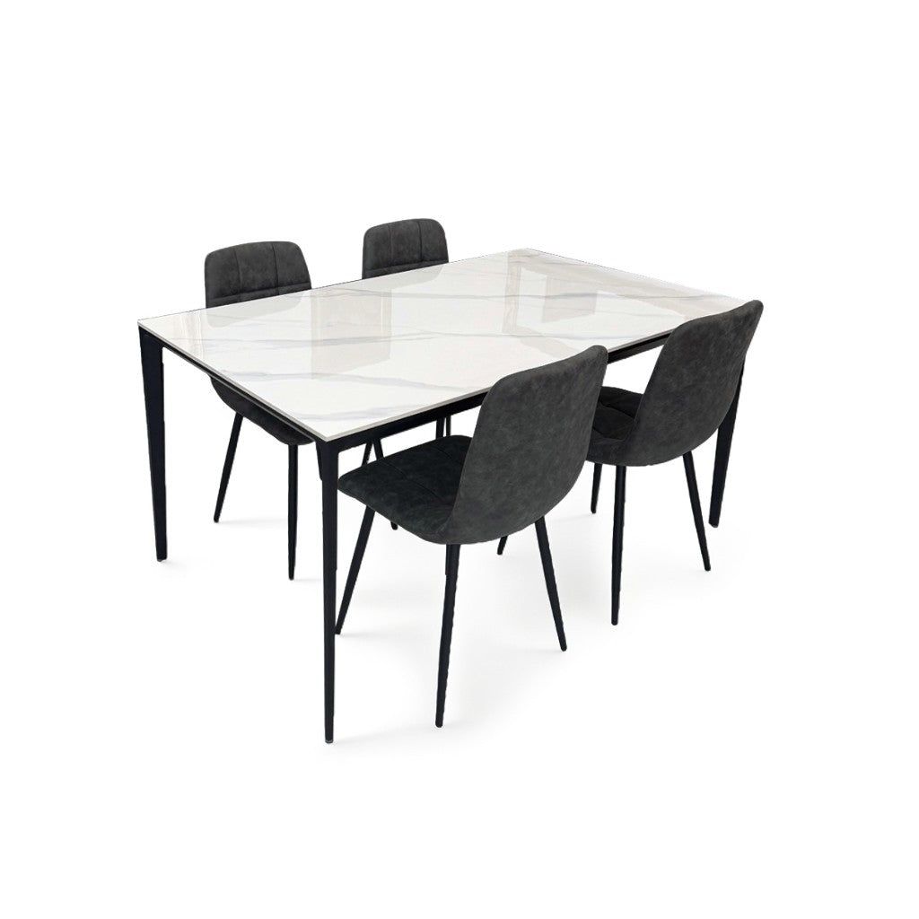 ダイニングテーブルセット4人掛け (Veneta 150 WH、PerlaⅡ)
