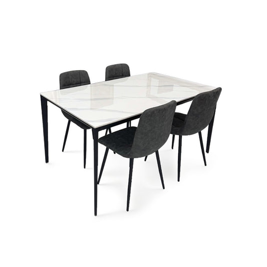 ダイニングテーブルセット4人掛け (Veneta 150 WH、PerlaⅡ)