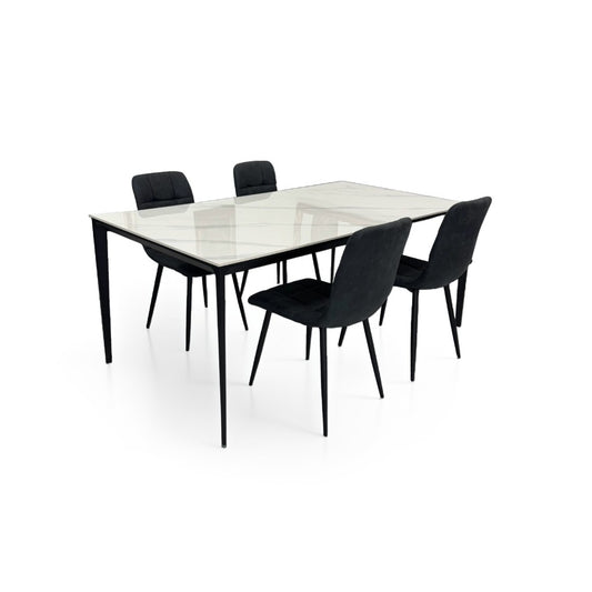 ダイニングテーブルセット4人掛け (Veneta 180 WH、PerlaⅡ)