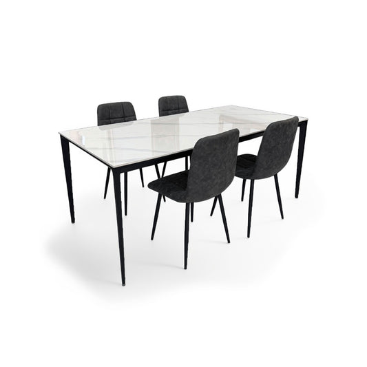 ダイニングテーブルセット4人掛け (Veneta 180 WH、PerlaⅡ)