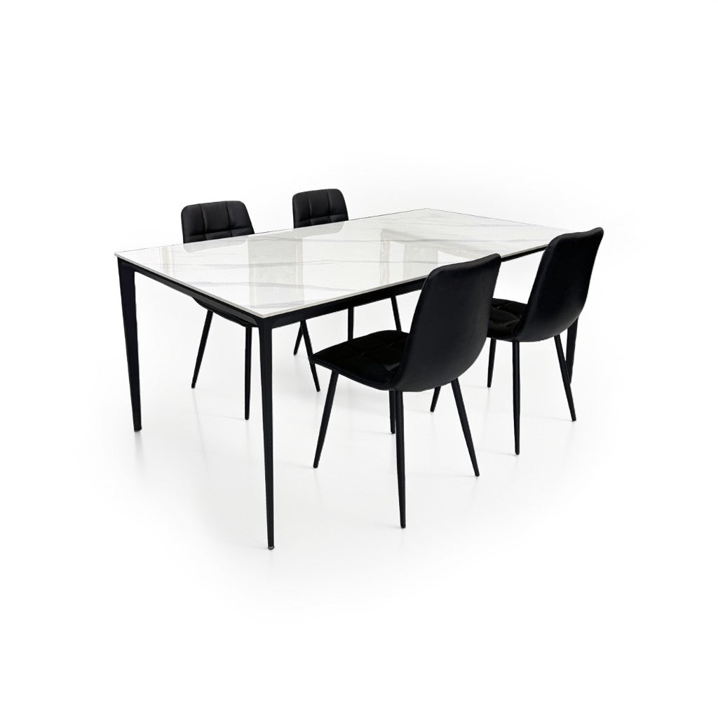 ダイニングテーブルセット4人掛け (Veneta 180 WH、PerlaⅡ)