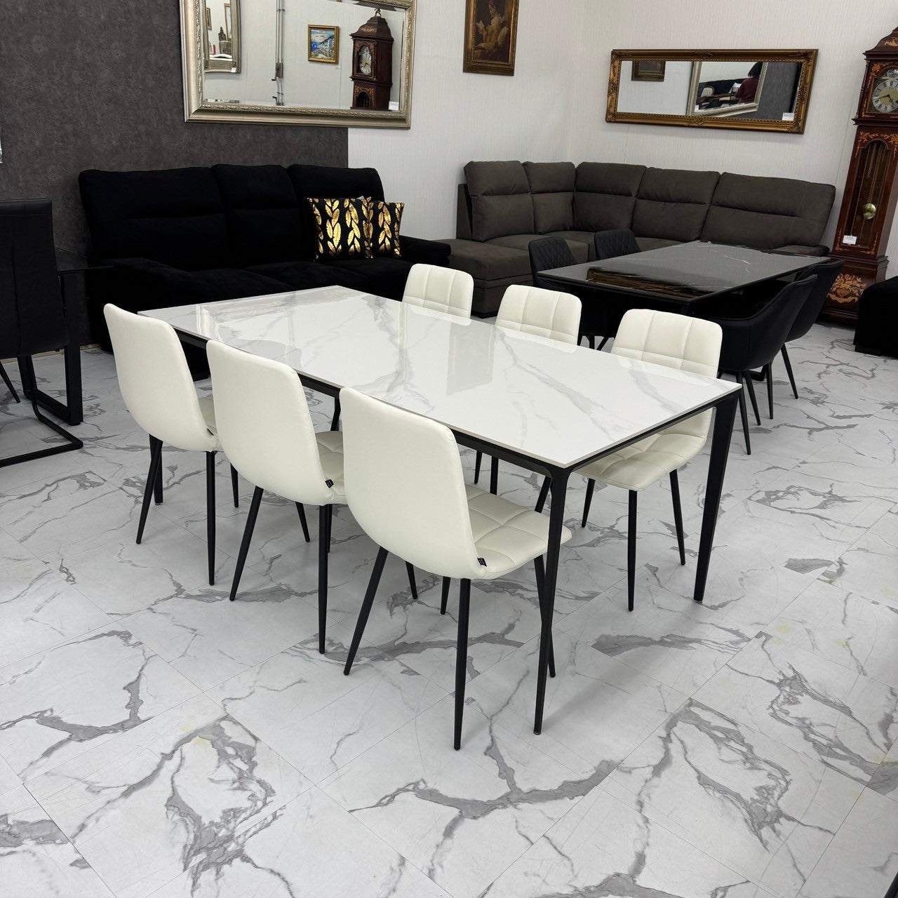 ダイニングテーブルセット6人掛け (Veneta 180 WH、PerlaⅡ)