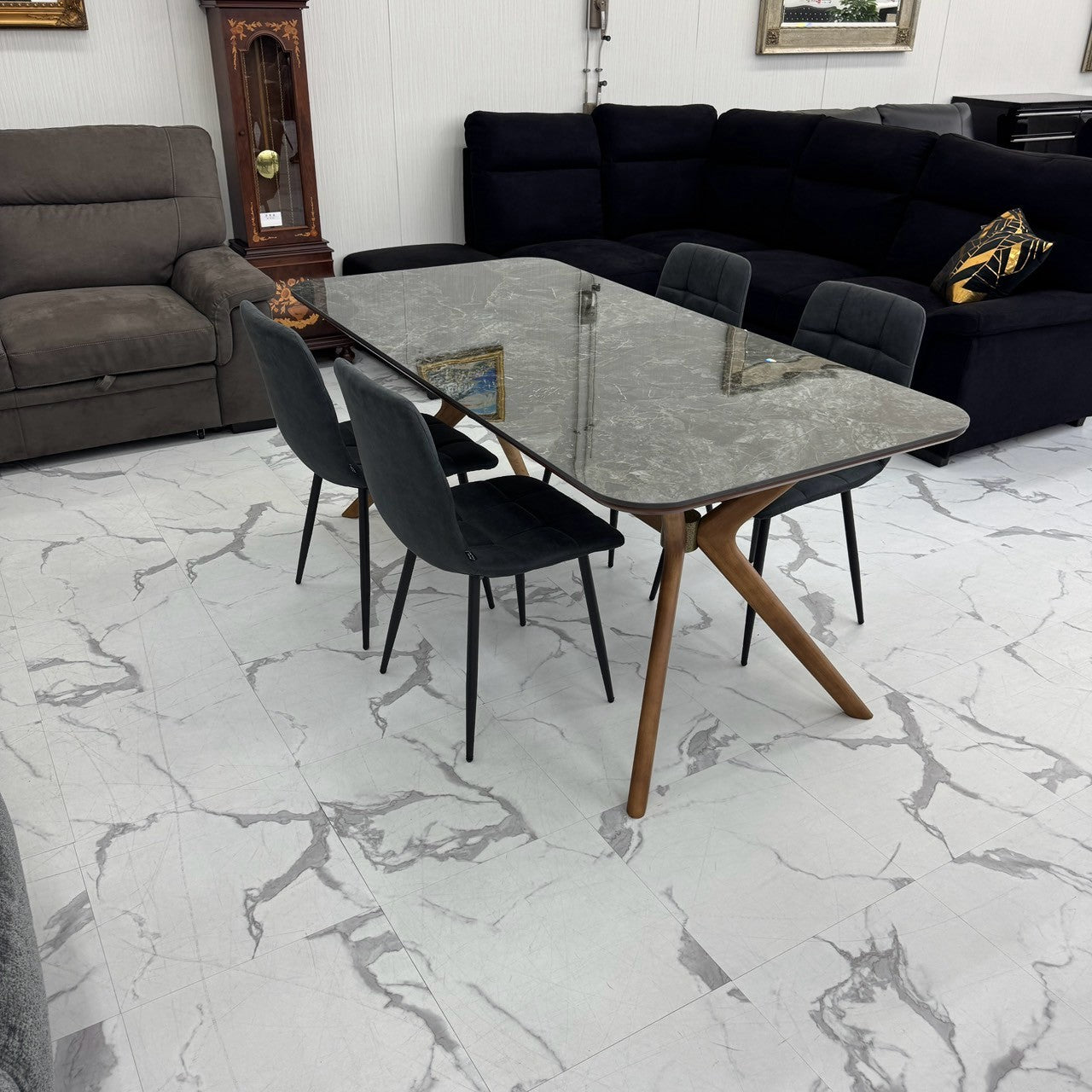 ダイニングテーブルセット4人掛け (Venice 180 BR、PerlaⅡ)