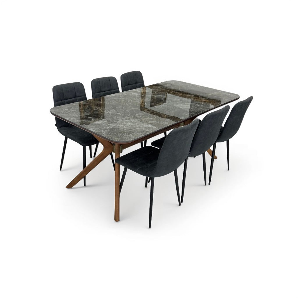 ダイニングテーブルセット6人掛け (Venice 180 BR、PerlaⅡ)