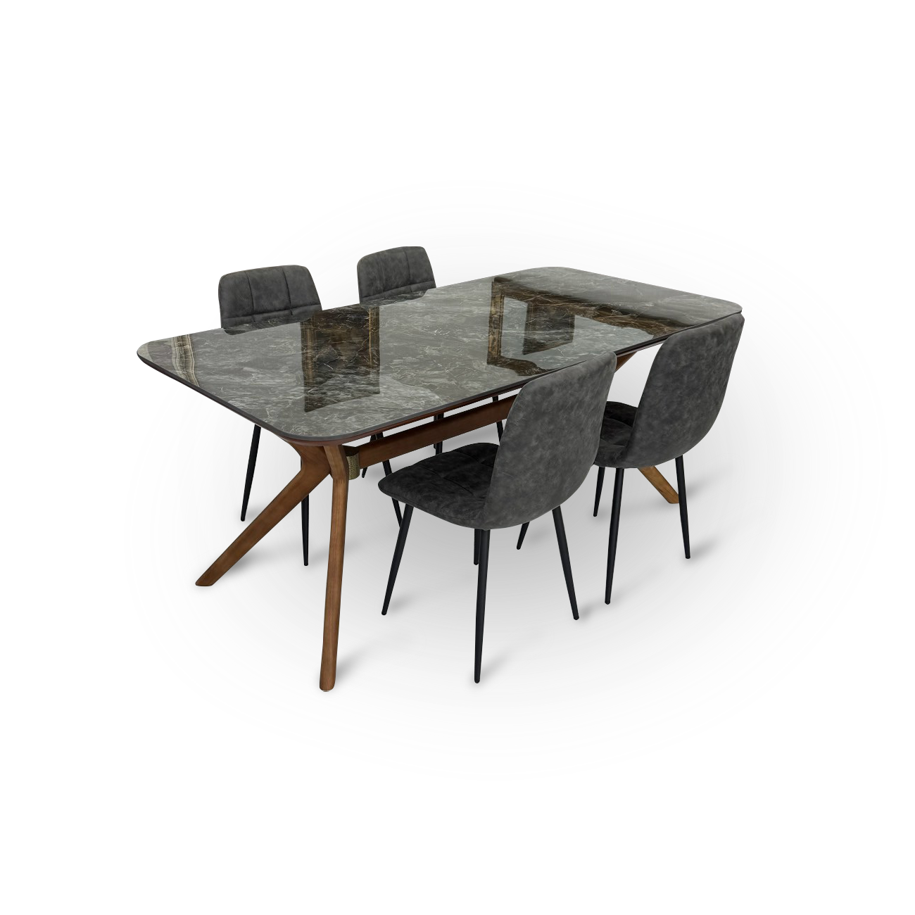 ダイニングテーブルセット4人掛け (Venice 180 BR、PerlaⅡ)