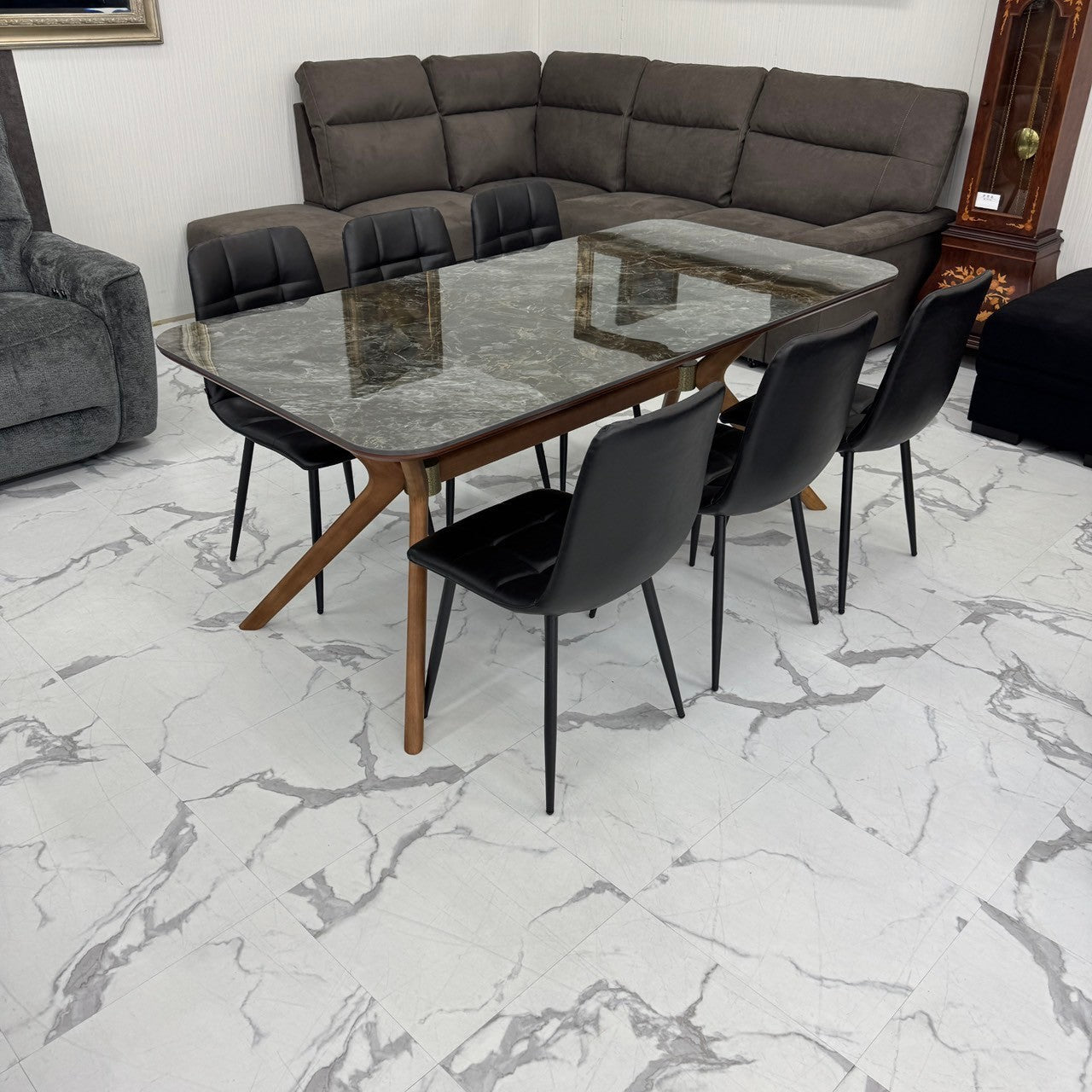 ダイニングテーブルセット6人掛け (Venice 180 BR、PerlaⅡ)