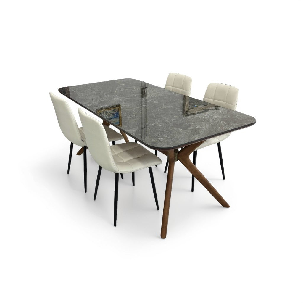 ダイニングテーブルセット4人掛け (Venice 180 BR、PerlaⅡ)