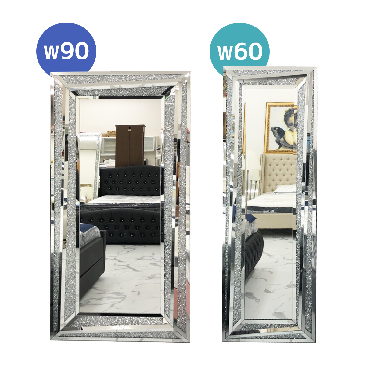 Double Diamond stand mirror