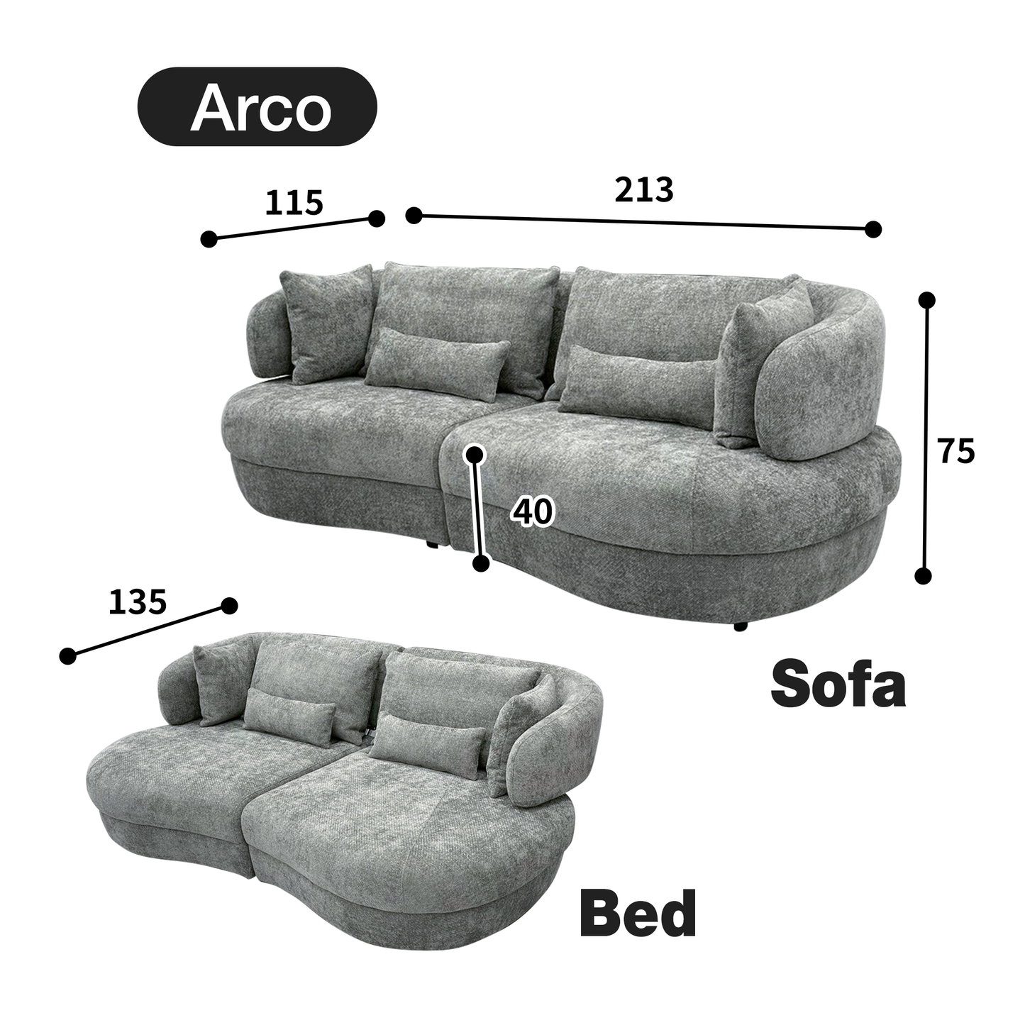 MoCa sofa bed with lift-up storage 