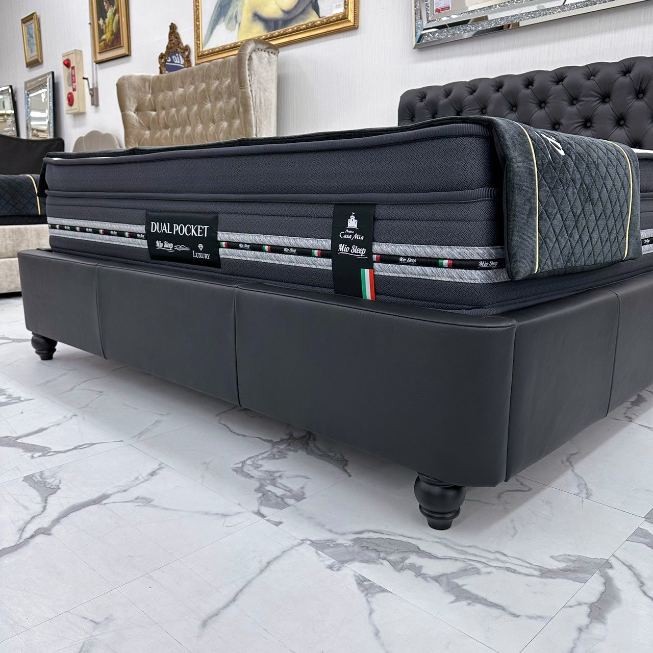 （セット）クイーンベッド&マットレス（ Brutas ブルータス ,DualPocket Luxury）