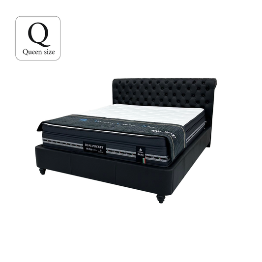 （セット）クイーンベッド&マットレス（ Brutas ブルータス ,DualPocket Luxury）