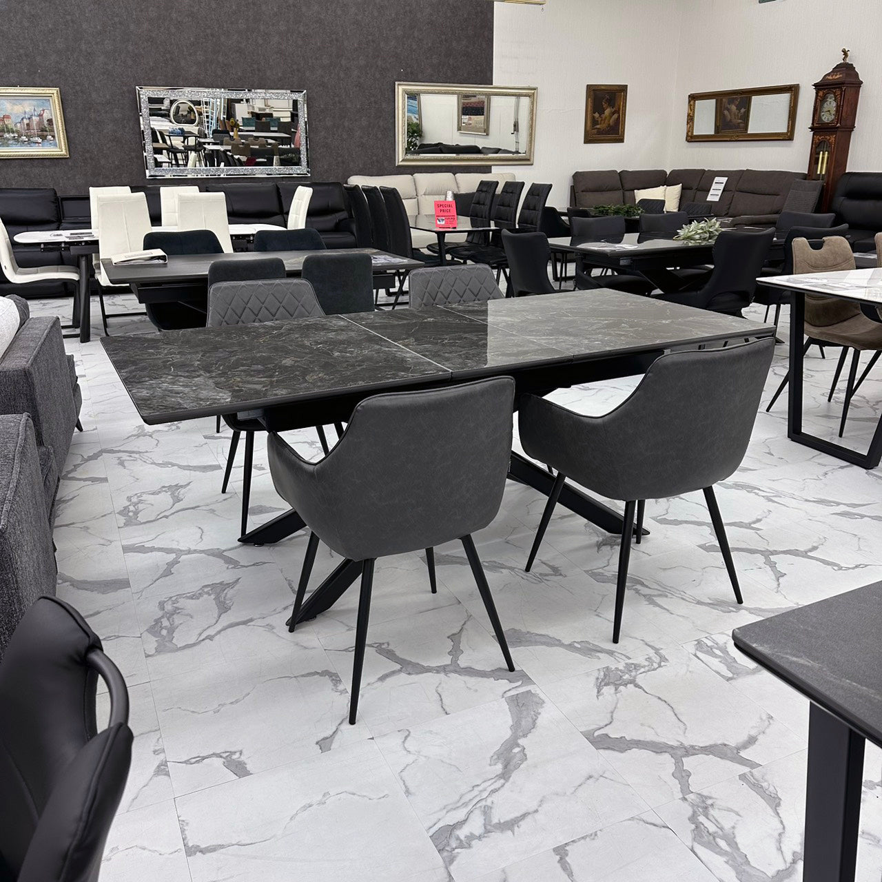 伸長式ダイニングテーブルセット4人掛け （Milano3 BR、Beta）