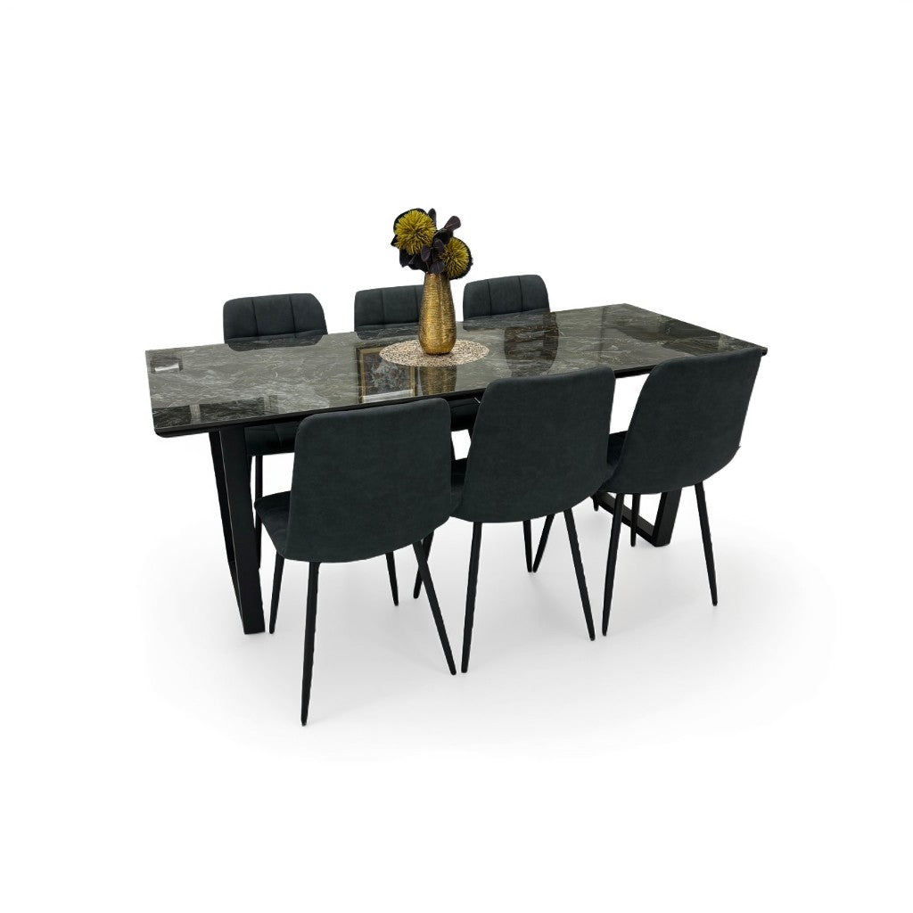ダイニングテーブルセット6人掛け （MuranoⅢ 180 BR、PerlaⅡ