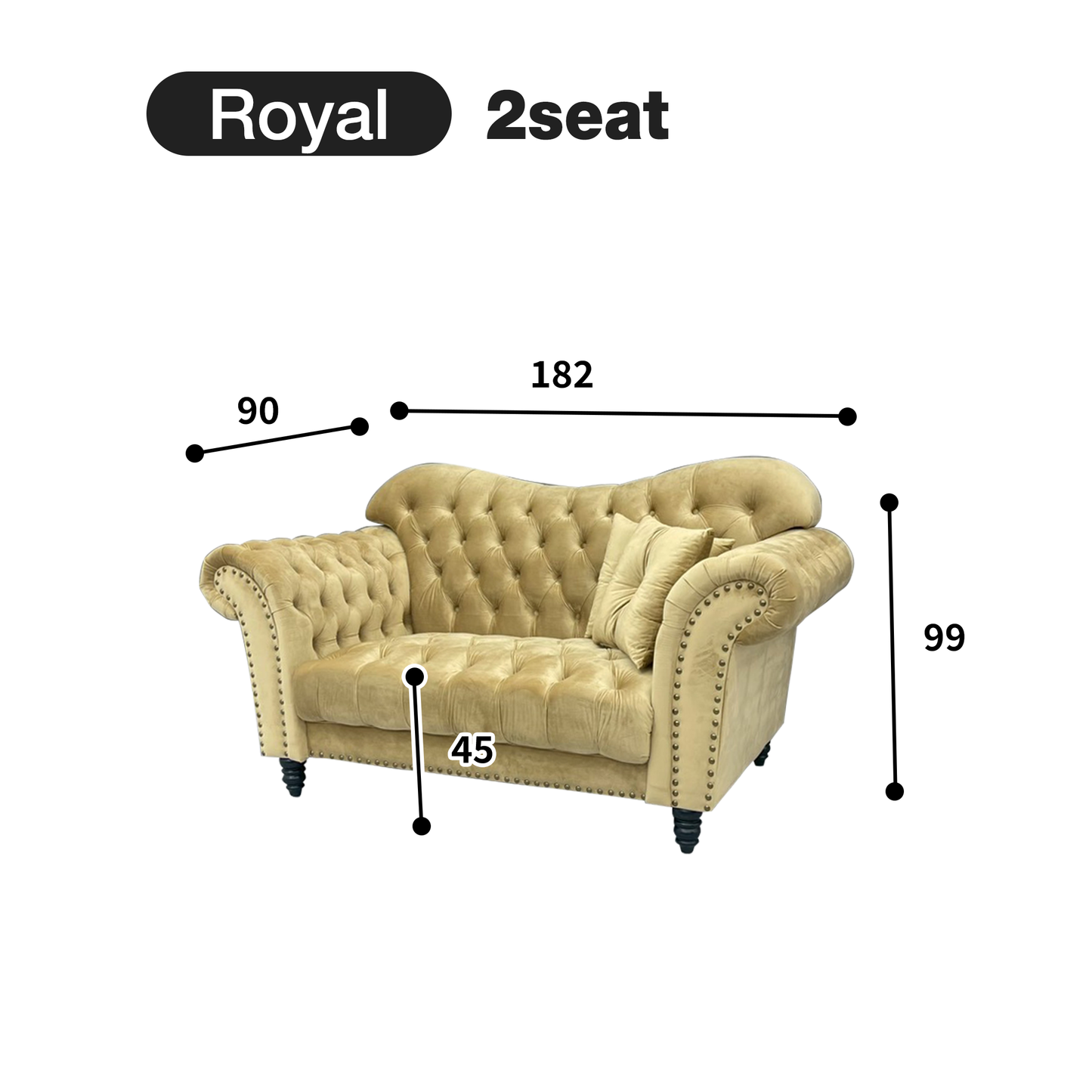 デザインソファ Royal ロイアル 2人掛け