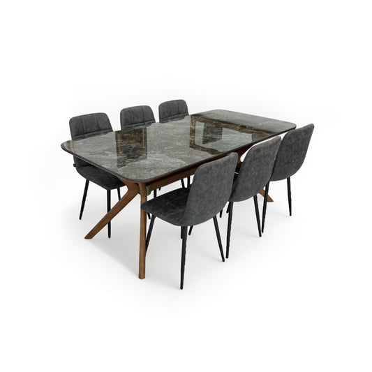 ダイニングテーブルセット6人掛け （Venice 180 BR、PerlaⅡ）